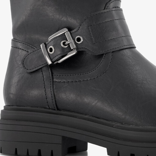Dames biker boots met gesp zwart