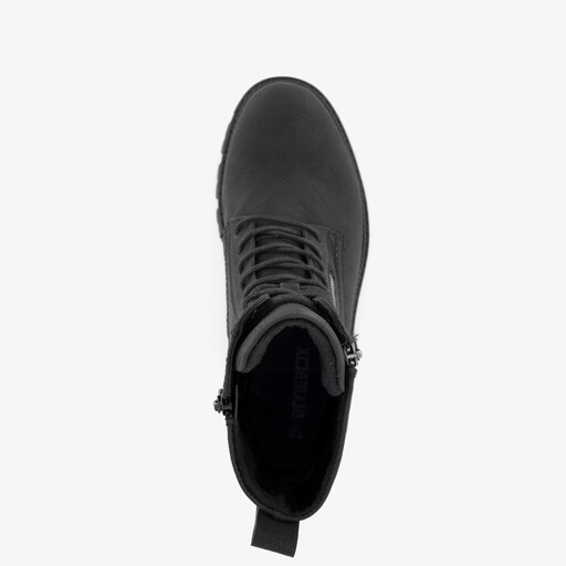 Dames veterboots met hak zwart