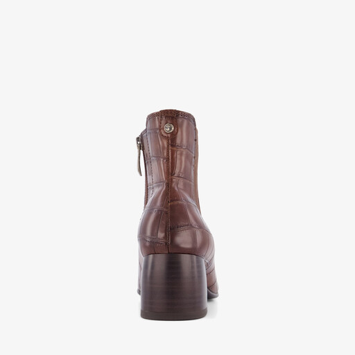 Dames enkellaarsjes mt croco print bruin