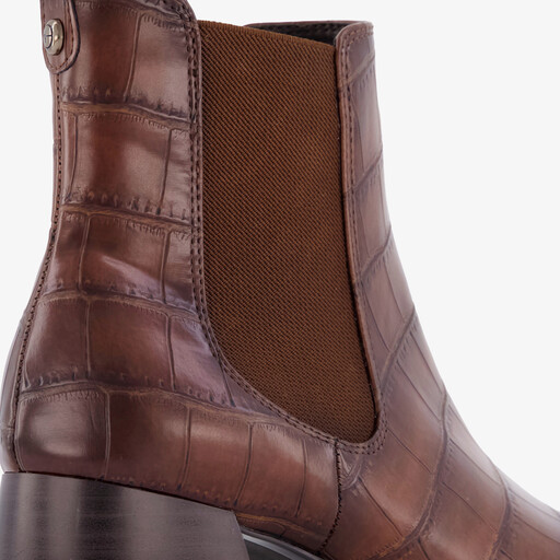 Dames enkellaarsjes mt croco print bruin