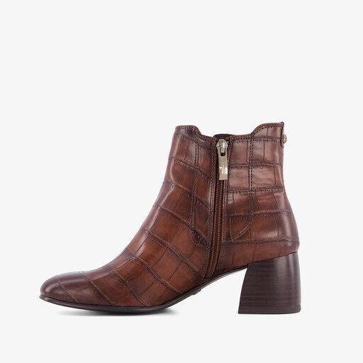 Dames enkellaarsjes mt croco print bruin
