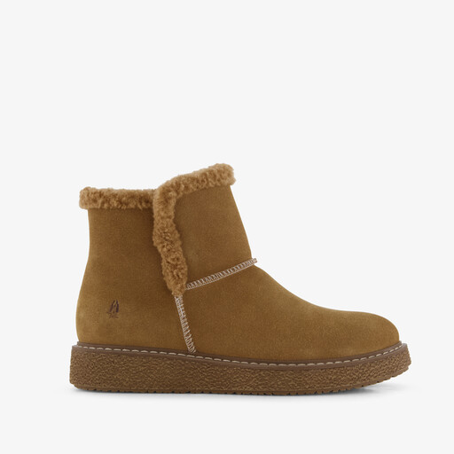 Gevoerde suède dames boots cognac