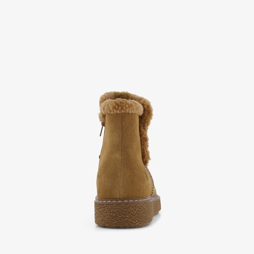 Gevoerde suède dames boots cognac