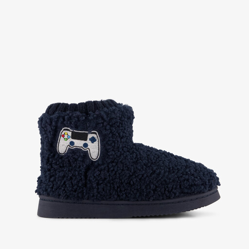 Gevoerde kinder teddy pantoffels met game opdruk