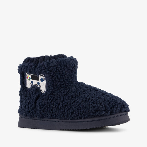 Gevoerde kinder teddy pantoffels met game opdruk