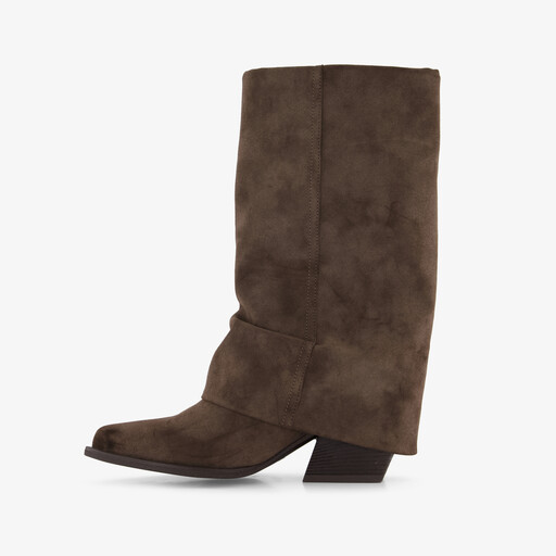 Slouchy dames cowboylaarzen met omslag donkerbruin