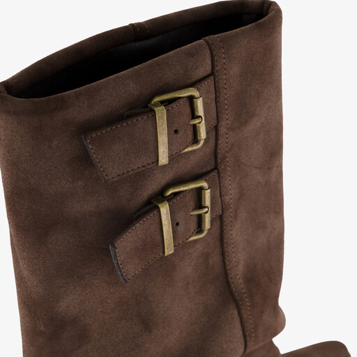 Slouchy dames cowboylaarzen met omslag donkerbruin