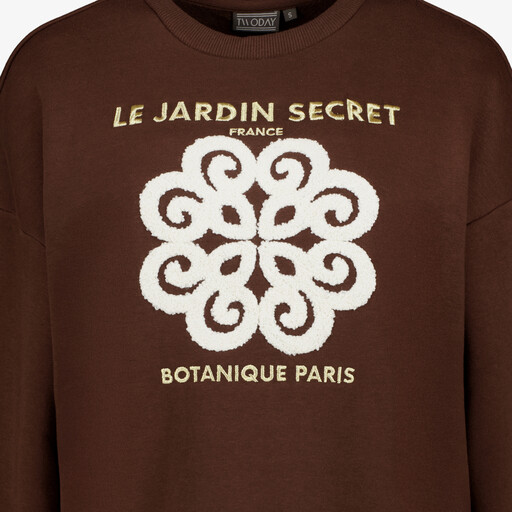 Dames sweater met opdruk bruin
