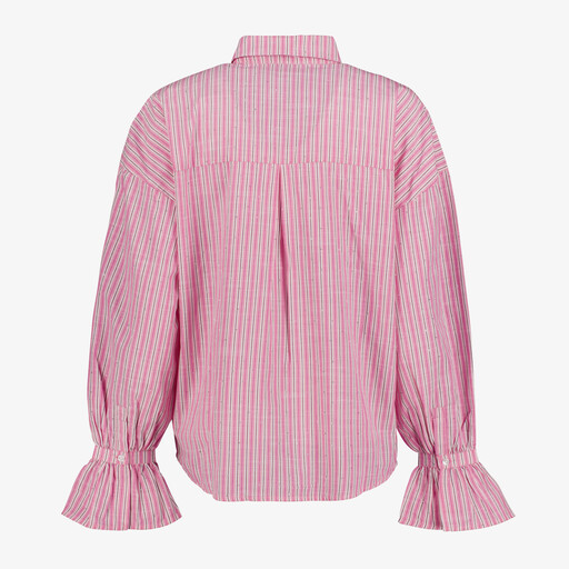 Dames overhemdblouse met strass steentjes roze