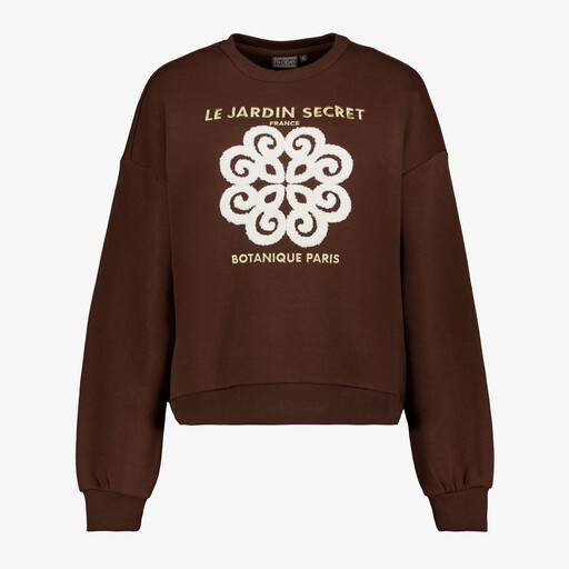 Dames sweater met opdruk bruin