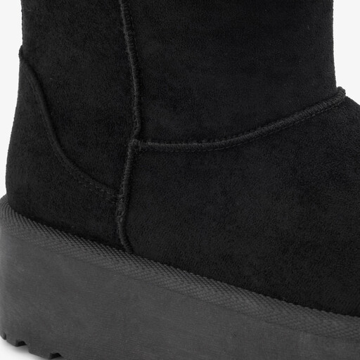 Gevoerde dames boots plateauzool zwart