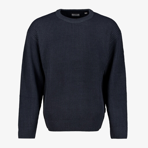Ribgebreide heren trui donkerblauw