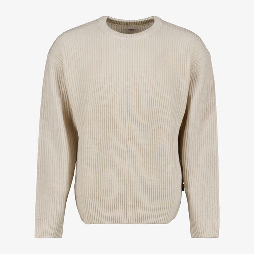 Ribgebreide heren trui beige