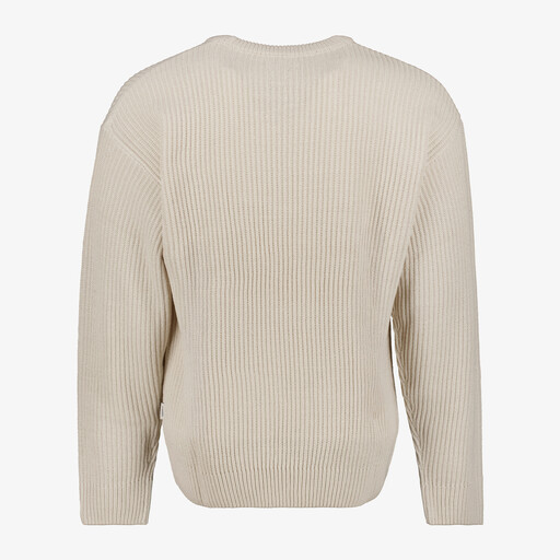 Ribgebreide heren trui beige