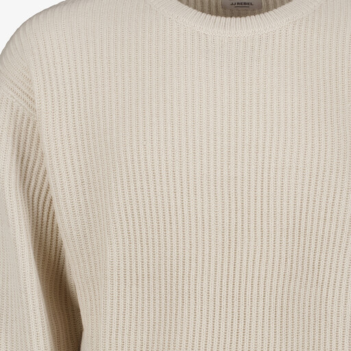 Ribgebreide heren trui beige