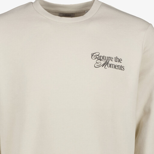 Heren sweater met backprint beige