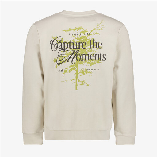 Heren sweater met backprint beige
