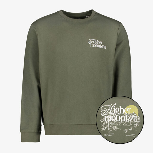 Heren sweater met backprint groen