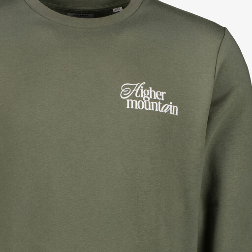 Heren sweater met backprint groen