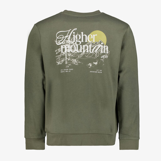 Heren sweater met backprint groen