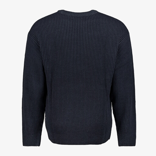 Ribgebreide heren trui donkerblauw