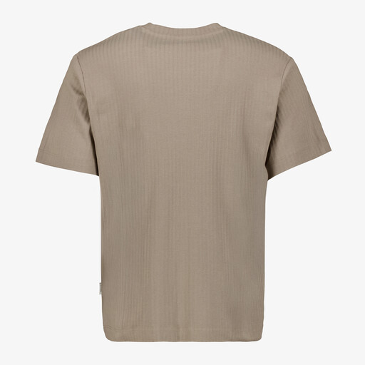Heren T-shit met ribstructuur beige