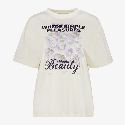 Dames T-shirt met opdruk ecru