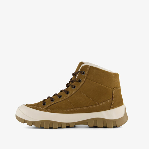 Suède dames veterboots cognac