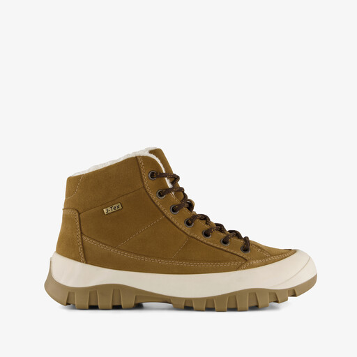 Suède dames veterboots cognac