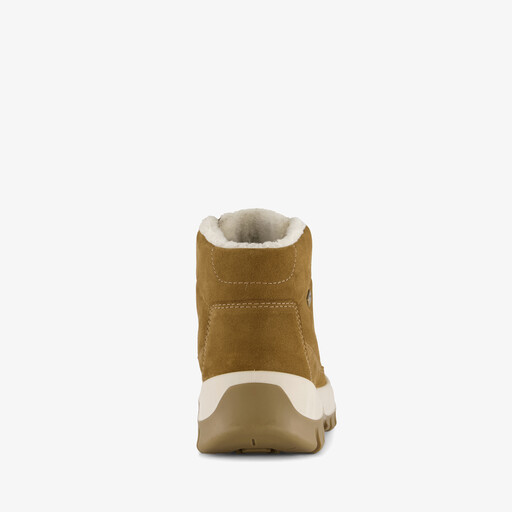 Suède dames veterboots cognac