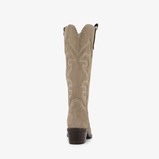 Suède dames cowboylaarzen beige