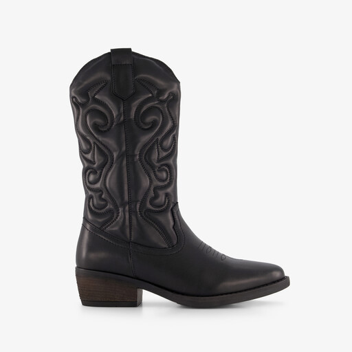 Leren dames cowboylaarzen zwart