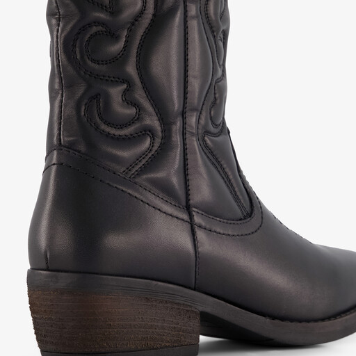 Leren dames cowboylaarzen zwart