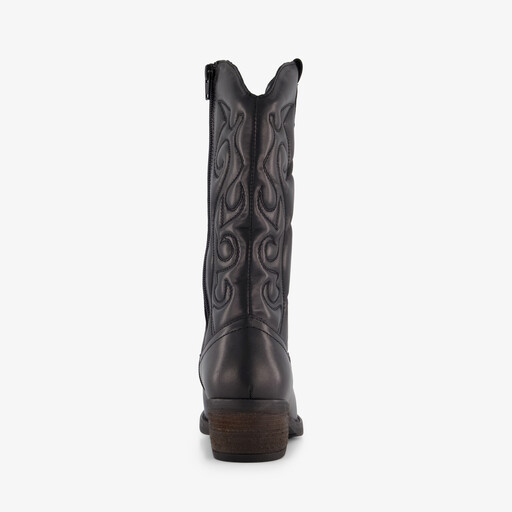 Leren dames cowboylaarzen zwart