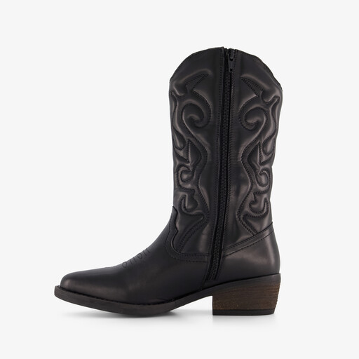 Leren dames cowboylaarzen zwart