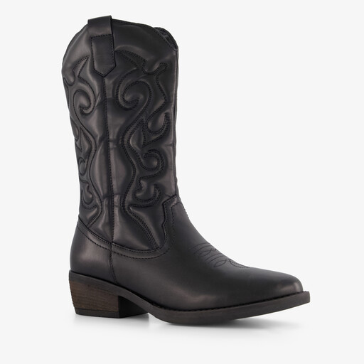 Leren dames cowboylaarzen zwart