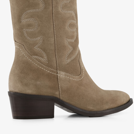Suède dames cowboylaarzen beige