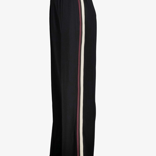 Dames wide leg broek met bies zwart