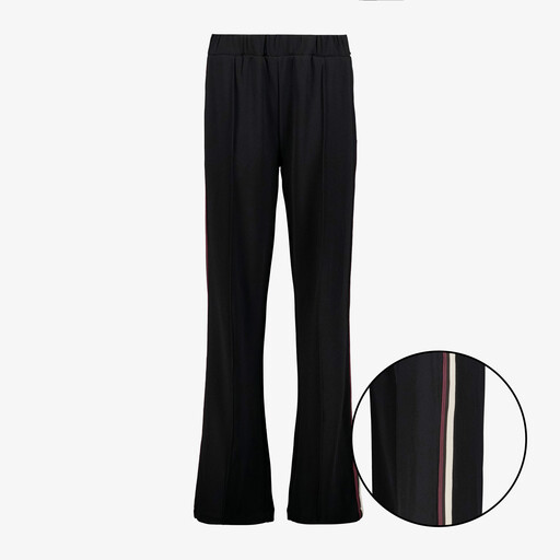 Dames wide leg broek met bies zwart