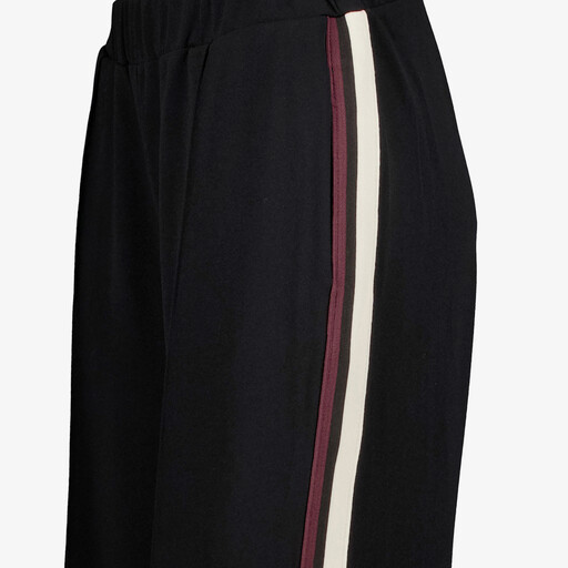 Dames wide leg broek met bies zwart