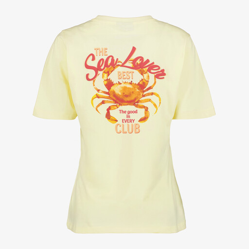 Dames T-shirt met backprint botergeel
