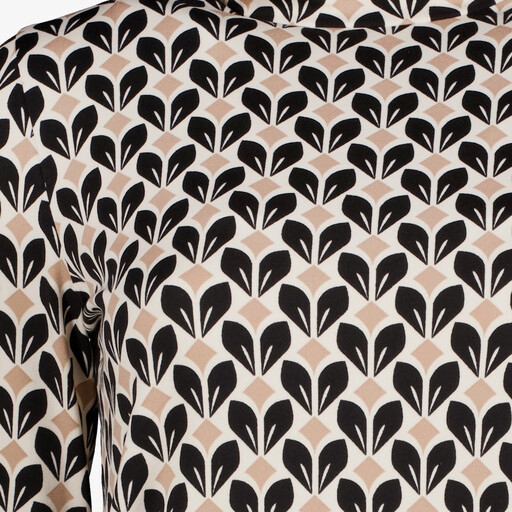 Dames coltrui met grafische bloemenprint beige