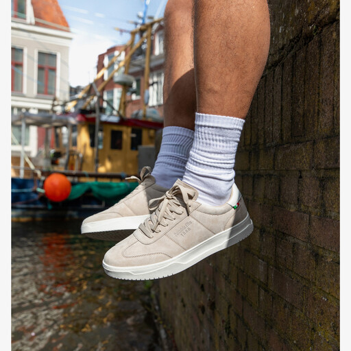 Leren heren sneakers beige