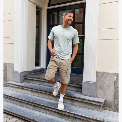 Heren T-shirt met backprint mintgroen