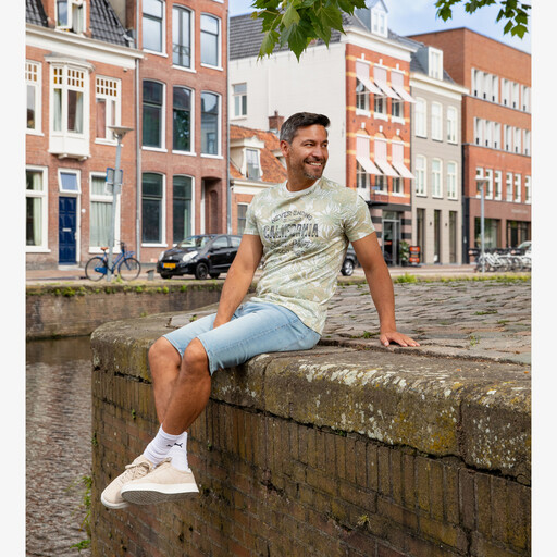 Heren denim short lichtblauw