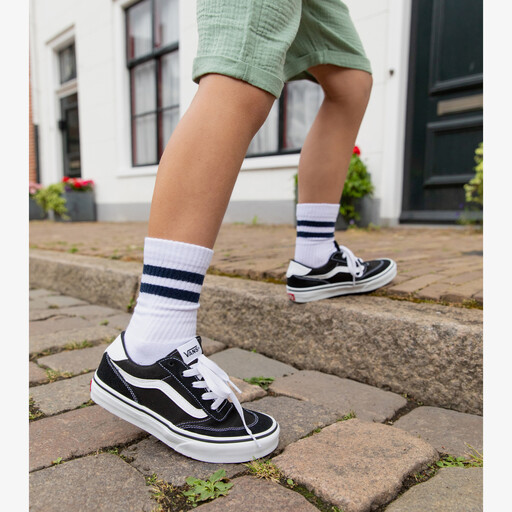 3 paar kindersokken met streepjes wit zwart