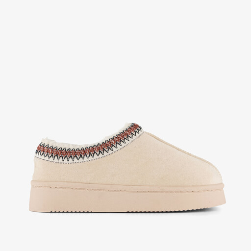 Gevoerde meisjes pantoffels beige
