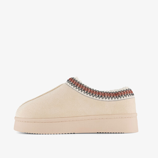Gevoerde meisjes pantoffels beige