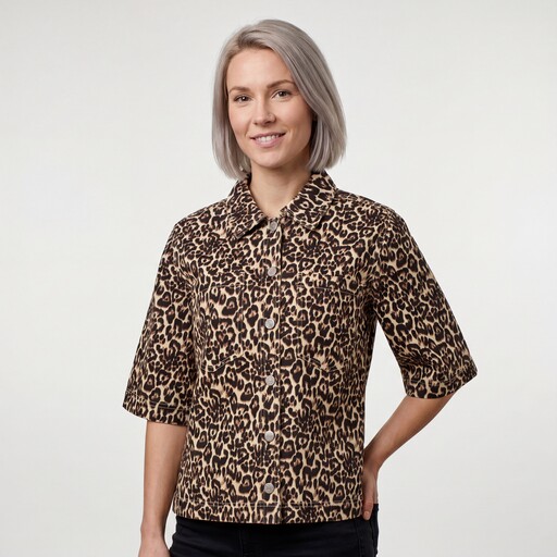 Dames blouse met panterprint bruin