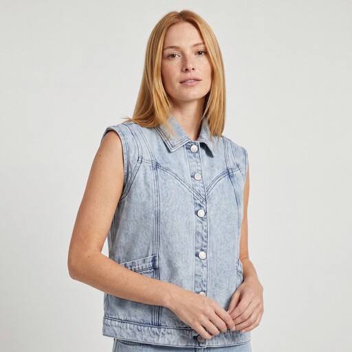 Twoday dames spijker gilet lichtblauw